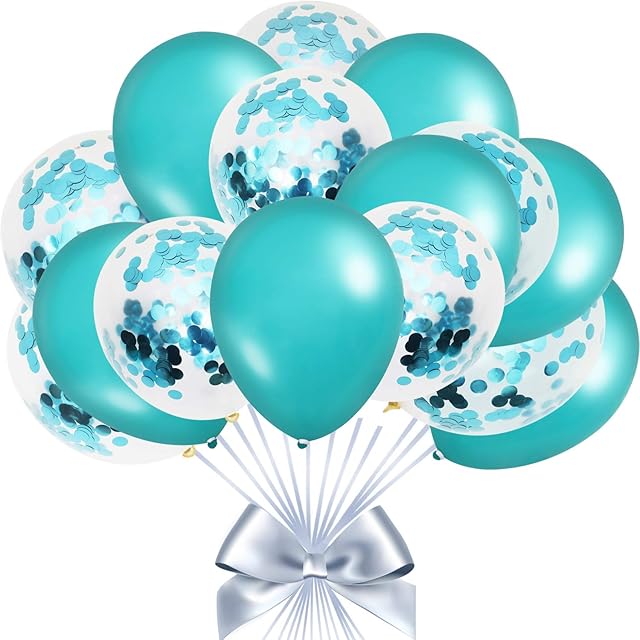 Gejoy 50 Pieces Party Decoration Balloons Teal Latex Balloons Turquoise Confetti Balloons Turquoise Balloon Decoration for Engagement Wedding Birthday Holiday