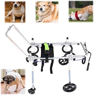 Silla de Ruedas para Perros, Silla de Ruedas for Perros, Ayuda for la Movilidad, Ajustable, de aleación de Aluminio, for Perros pequeños y Animales de Varios tamaños.(S)