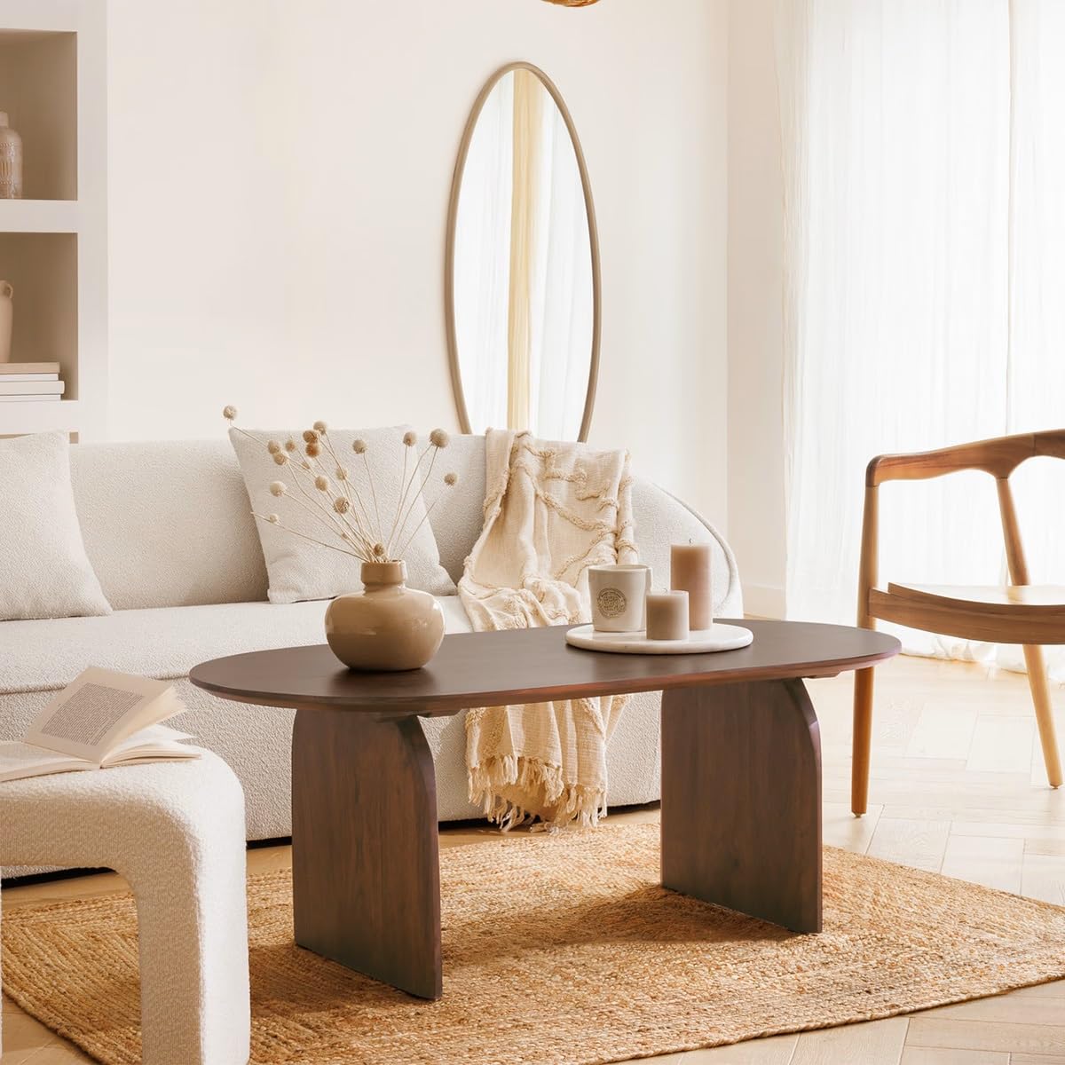 PEGANE Table Basse, Table de Salon en Bois Coloris Marron - Longueur 120 x Profondeur 60 x Hauteur 45 cm