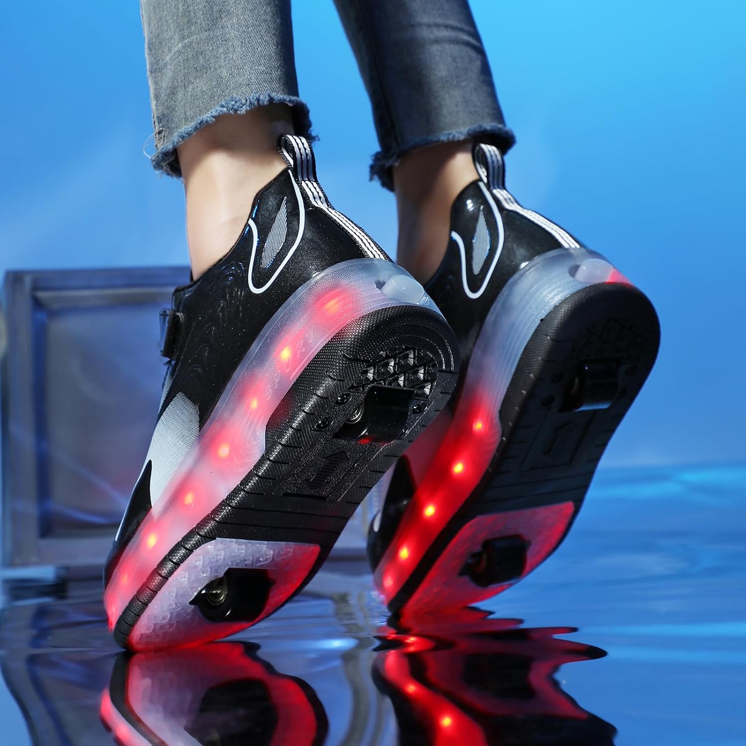 Kids Roller Skate Shoes - Light Up Wheels, Retractable Wheels Skates Sneakers for Boys & Girls Children