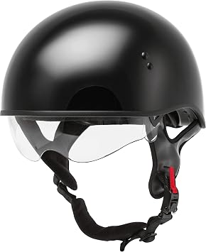 GMAX HH-65 Naked Motorcycle Street Half Helmet (Black, Large)
