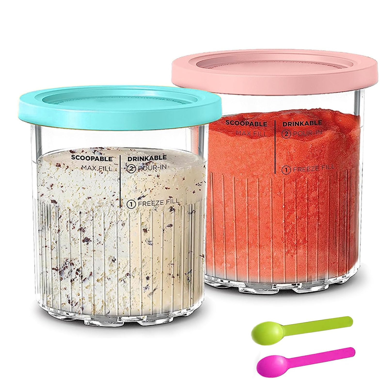 Lot de 2 Récipients à Crème Glacée de Rechange pour Ninja Creami Deluxe NC501/NC500 Series, 680ML pour Accessoires Ninja Machine à Glace, Sans BPA Et Lave-Vaisselle