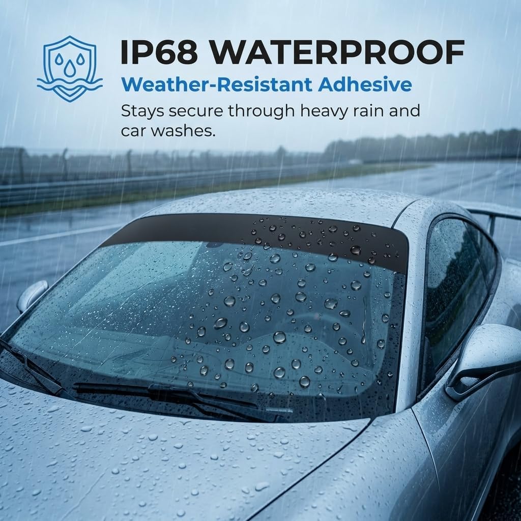 51.2"×8.27" Car Windshield Tint Film Kit, PET Anti-Glare Heat Protection Banner Sticker, Waterproof Matte Window Decorative Film, Universal DIY Cuttable Decal for Cars Trucks SUVs image 4