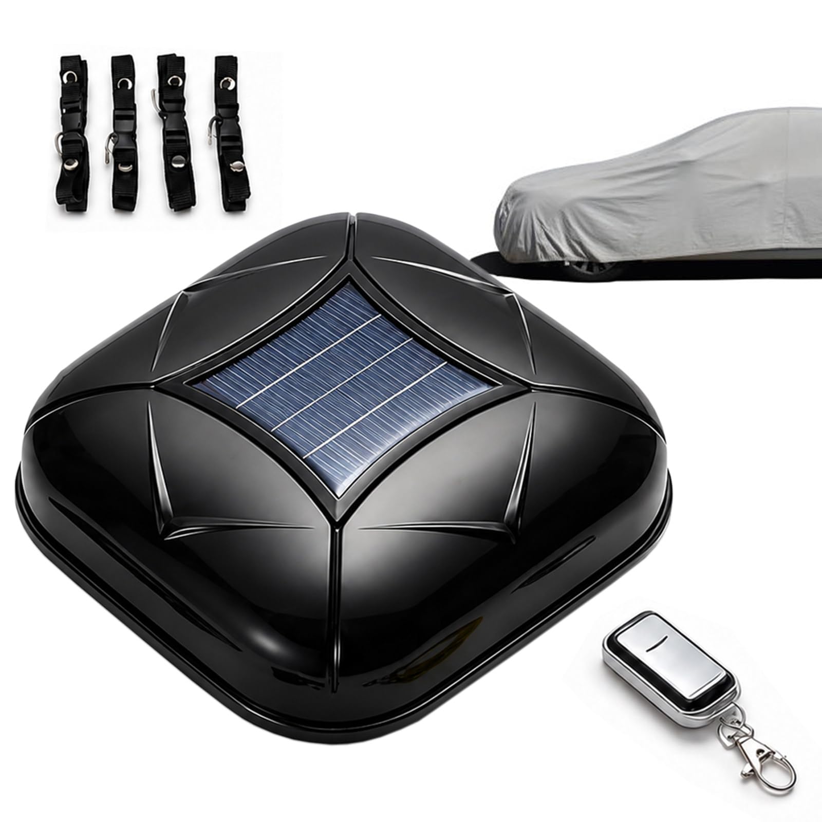 Tbanvoo Black Solar Fully Automatic Car Cover, Sunproof Sun Shade Canopy Universal Movable Carport, With Cordless Controller, One-Key Retractable, For Sedan, Suv, Mpv -Yxl