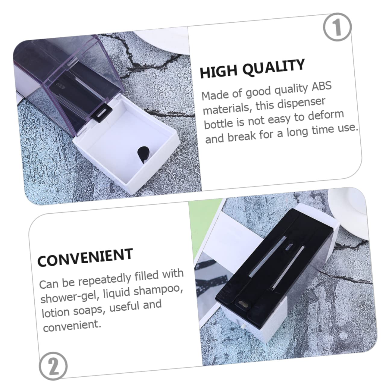 SOLUSTRE 1Pc Wall Mounted Soap Dispenser Shampoo Container Shower Gel Box Material Easy to Clean Detachable Lid for Bathroom Kitchen Office Use