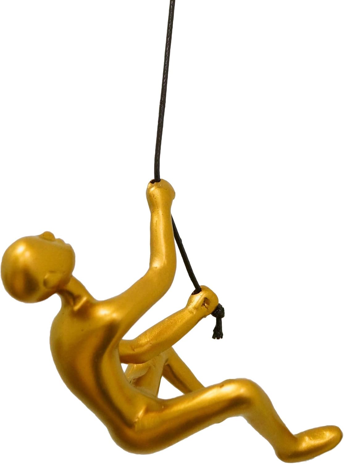 Climbing Man Wall Art for Home Decor with 30” Leather Rope | Polyresin Statues and Sculptures with Hanging Hardware Included for Modern Wall Decor and Motivational Art, Blue