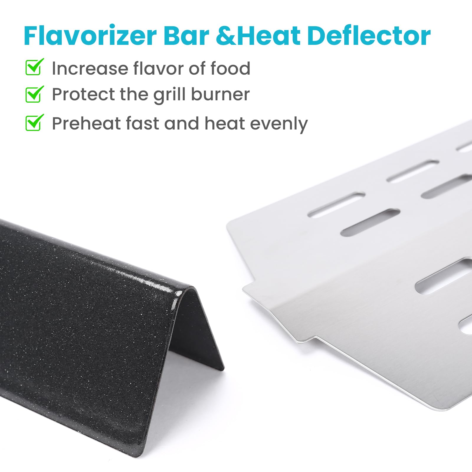 Réflecteur de chaleur et barres de flavorizer pour Weber Genesis E/S-310, 320, 330 avec commande avant, pièces de rechange compatibles avec Weber 7621, 7620, 7622 - Ne convient pas pour Genesis II ou