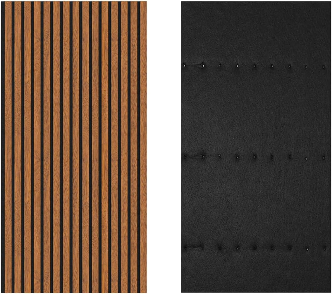 Decoranddecor Acoustic Slat Wood Wall Panels and Ceiling Panelsling Decorative 3D MDF 120 cm x 60 cm Walnut