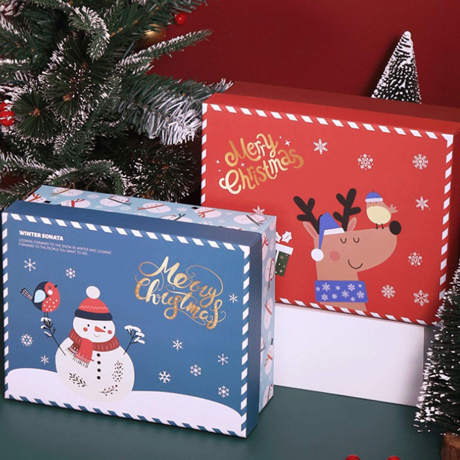 (Tres juegos) bolsas de regalo, cajas de regalo, bolsas de regalo de papel con asas, bolsas de papel navideñas, bolsas de dulces, bolsas de regalo