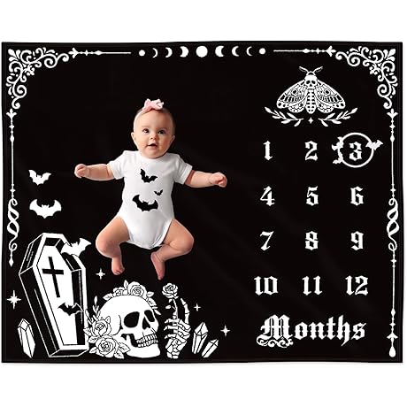 Beetlejuice Baby Stuff: Gothic Baby Monthly Milestone Blanket