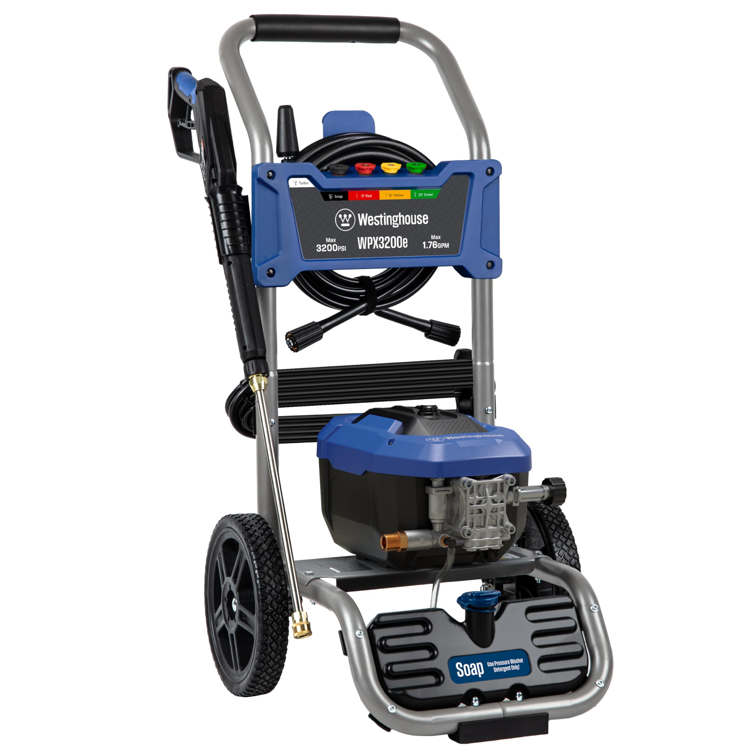 Photo 1 of Westinghouse WPX3200e Electric Pressure Washer, 3200 Max PSI and 1.76 Max GPM, Universal Motor, Onboard Soap Tank, Spray Gun and Wand, 5 Nozzle Set, for Cars/Fences/Driveways/Homes/Patios/Furniture