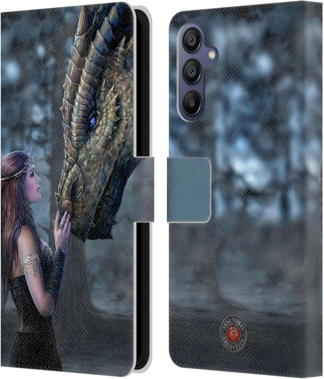 Head Case Designs Officially Licensed Anne Stokes Soul Mates Dragon Friendship Leather Wallet Case Compatible with Samsung Galaxy A15