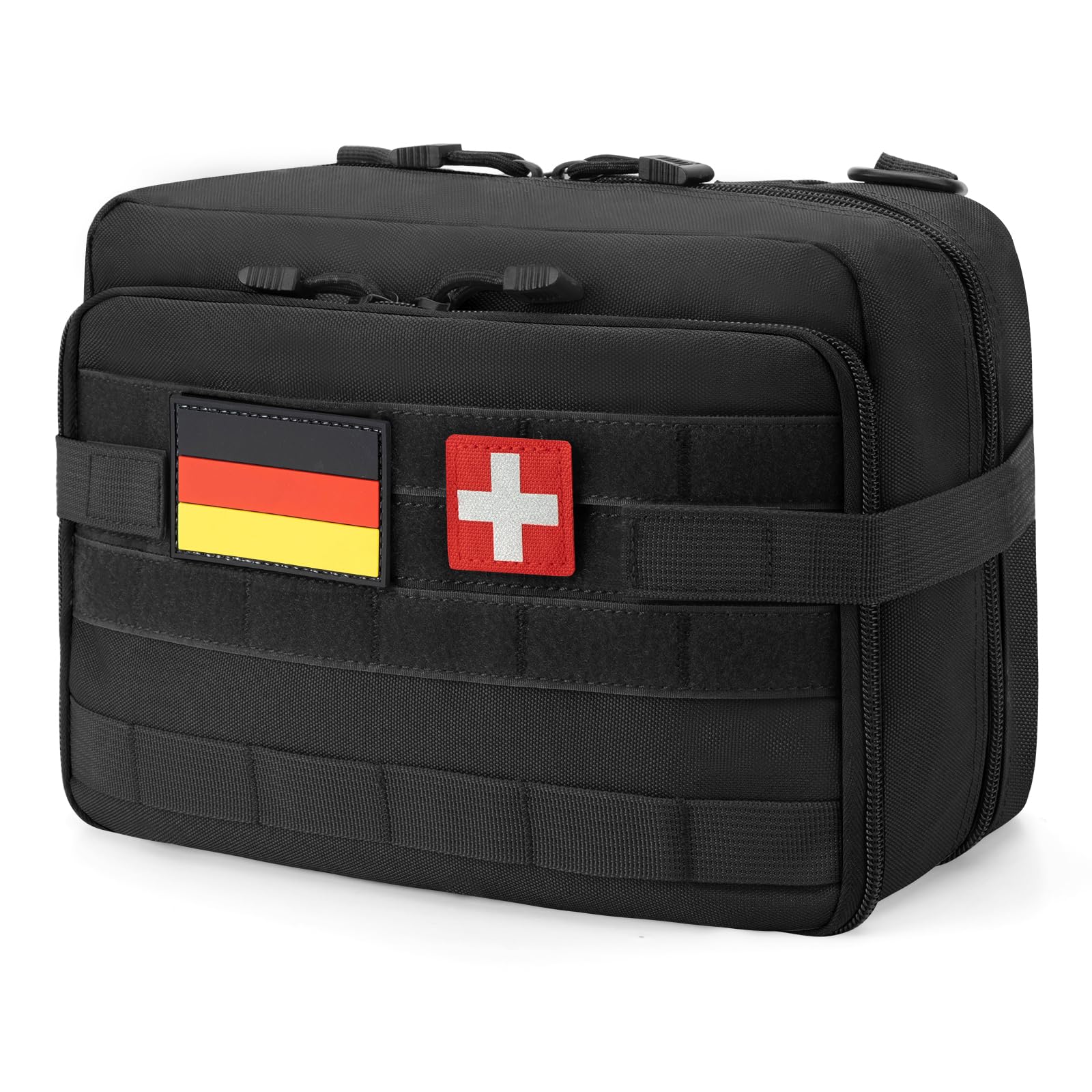 Pochette Tactique Molle Jueachy – Grand Sac Admin – 29,8 X 12,7 X 12,7 Cm – Multi-poches – Nylon 1000D – Pour Randonnée, Chasse, EDC – Patch Inclus
