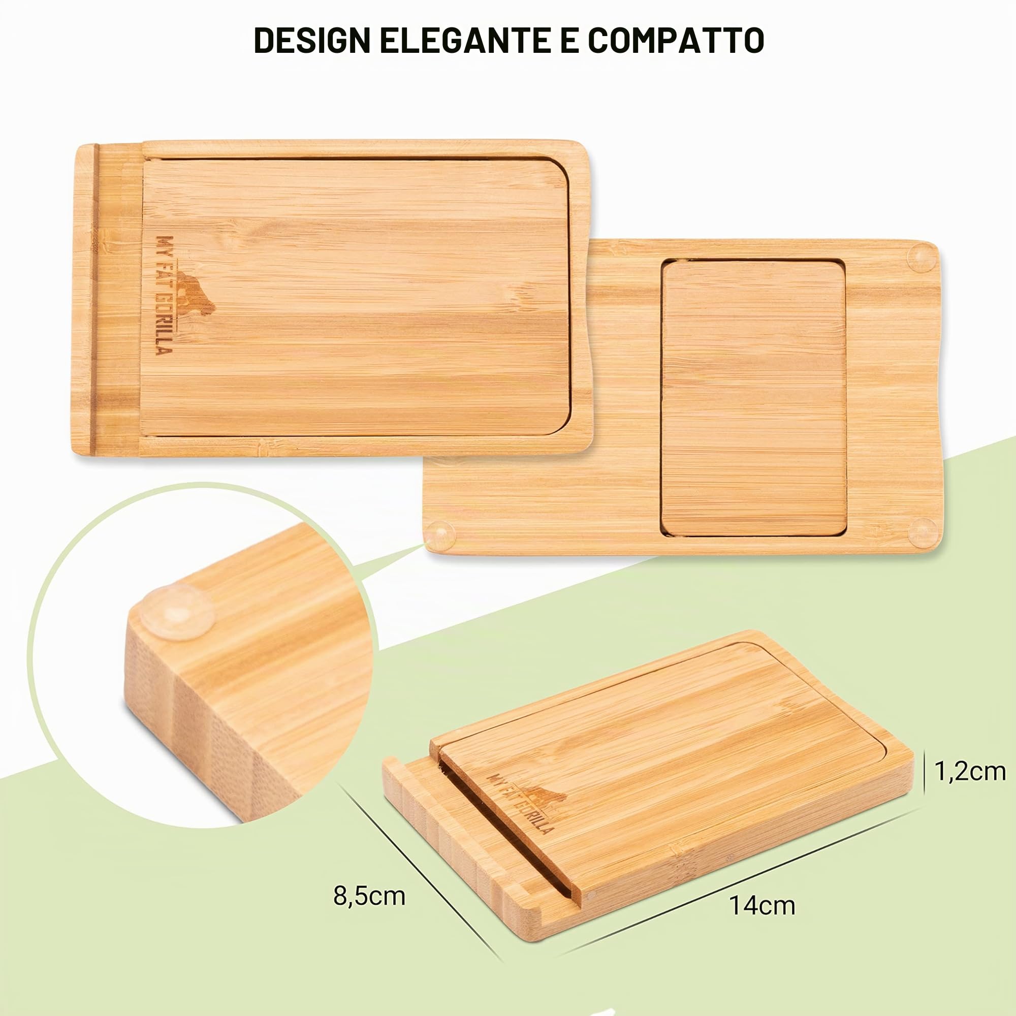 My Fat Gorilla Supporto regolabile per smartphone tablet iPad in legno di bambù da scrivania
