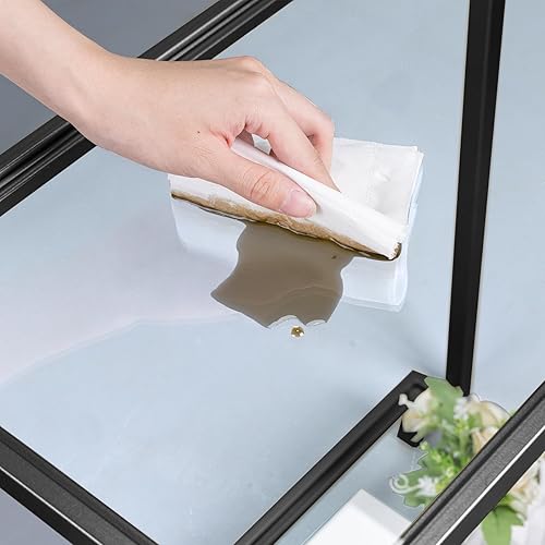 Miniatura 5 de 2 Tier Rectangular Side Table, Black End Table with Glass Top, Modern Metal Clear Coffee Tables，Small Accent Tables for Living Room, Bedroom, 22" x