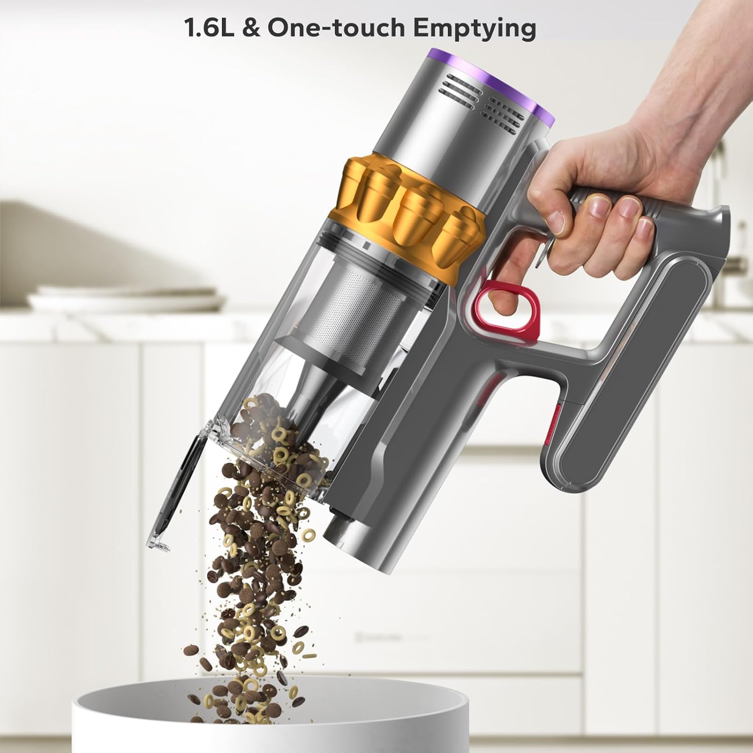 Diagram showing the 8-layer filtration system of the CAMIY KSW11 Cordless Vacuum Cleaner