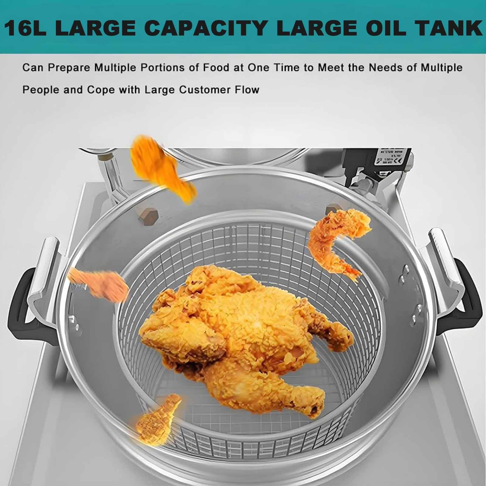 3000 W Friggitrice Elettrica Da Banco Ad Alta Pressione Per Pollo Fritto Da 16 Litri, Con Termostato, Forno Per Alimenti Prelibatezze Fritte Acciaio Inossidabile