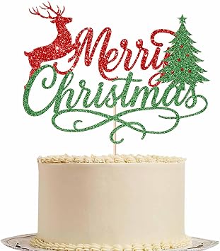 Merry Christmas Cake Topper,Happy Birthday Decor