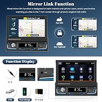Hikity 1 DIN Autórádió 7" Kihúzható Érintőképernyővel - Vezeték Nélküli CarPlay, Android Auto, Bluetooth, FM/AM, USB, Tolatókamera 6