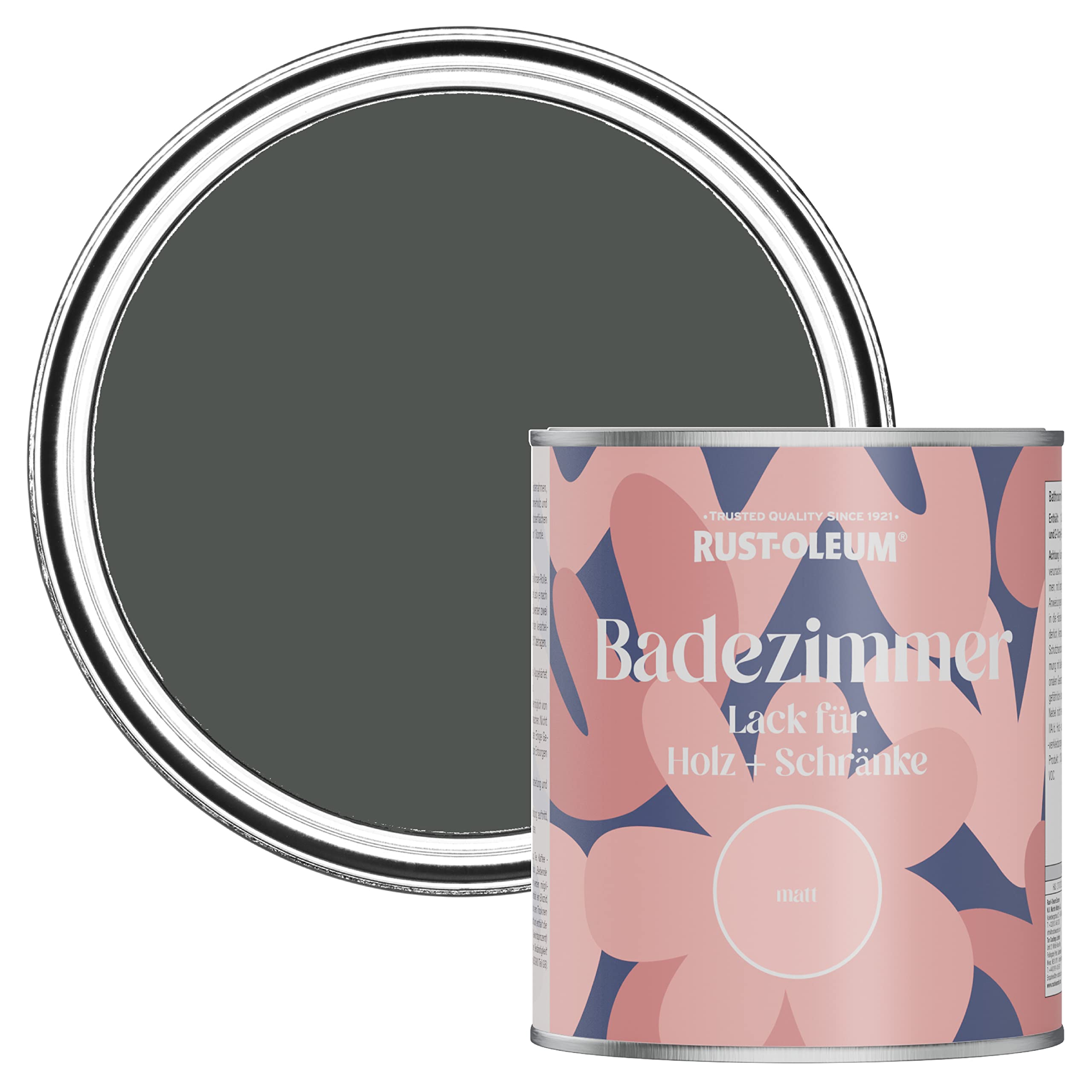 Rust-Oleum feuchtigkeitsresistente dunkelgrau Badezimmerholz- und Schrankfarbe in Matt Finish - Graphit 750ML