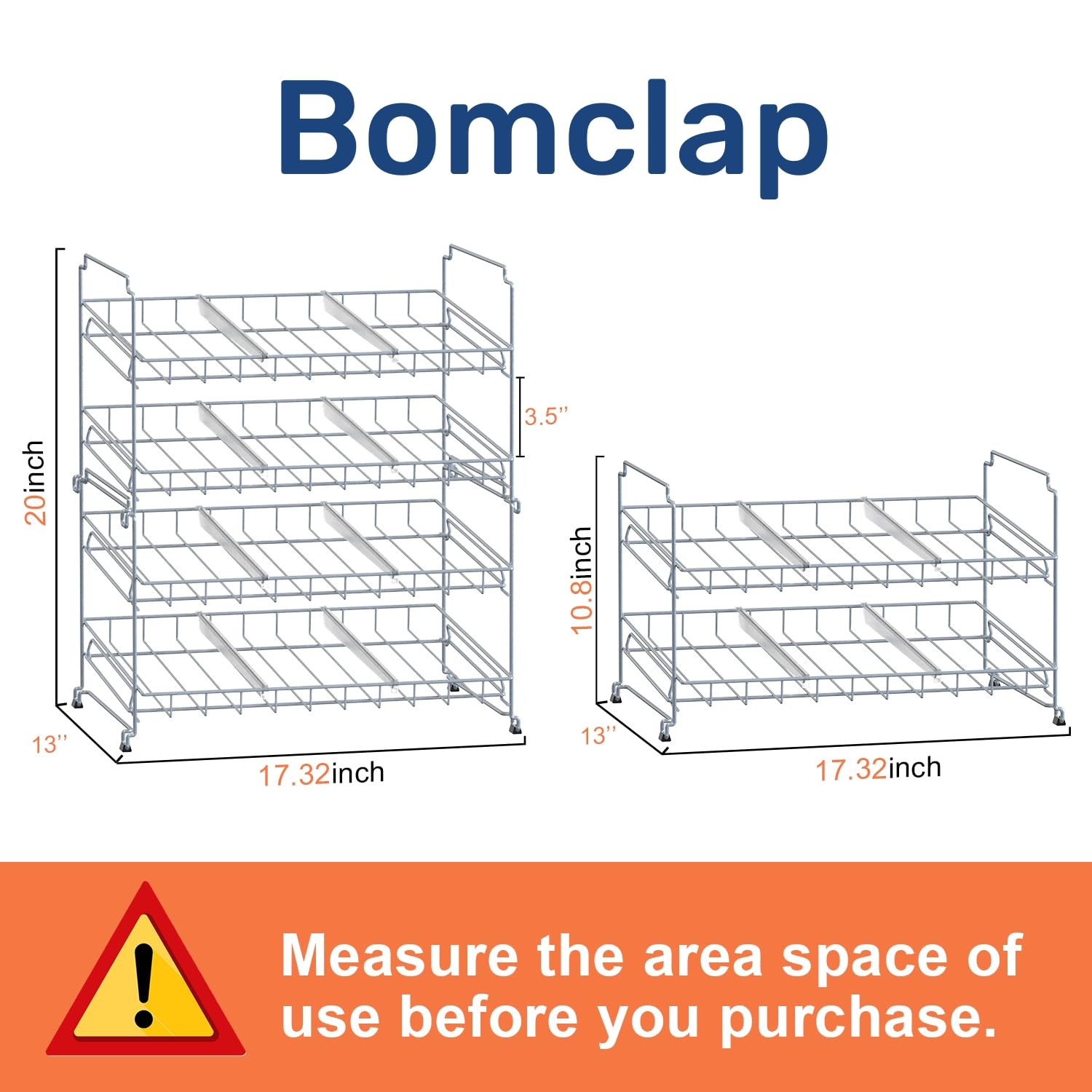 Bomclap Estantería apilable para armarios de cocina, 4 niveles, para 48 latas, color plateado