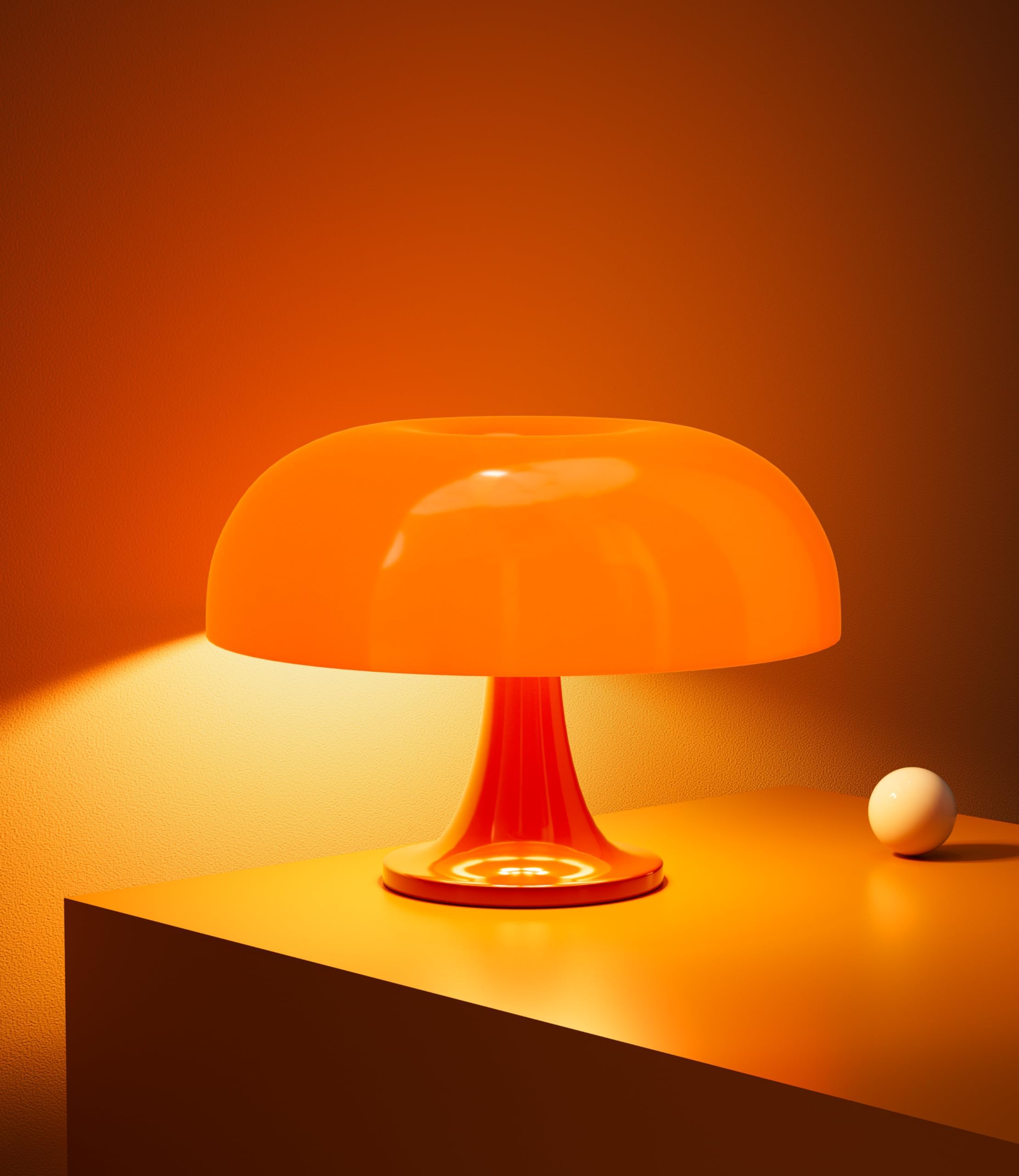 Minimalist Mushroom Lamp, Retro Vintage Table Lamp, Elegant Aesthetic 2700/4000/5000K Night Light for Women, Kids, Gifts etc(Plug Powered, Bulb Included, Orange)