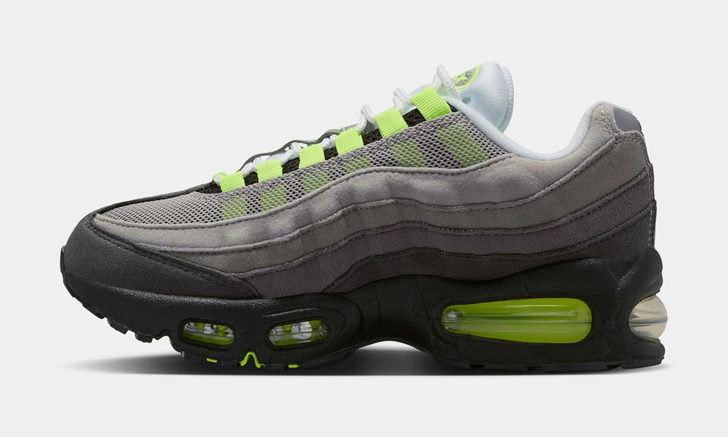 Nike Air Max 95 Big Bubble Neon Grade School Running Shoes (Black/Neon Yellow/Anthracite/Light Graphite)