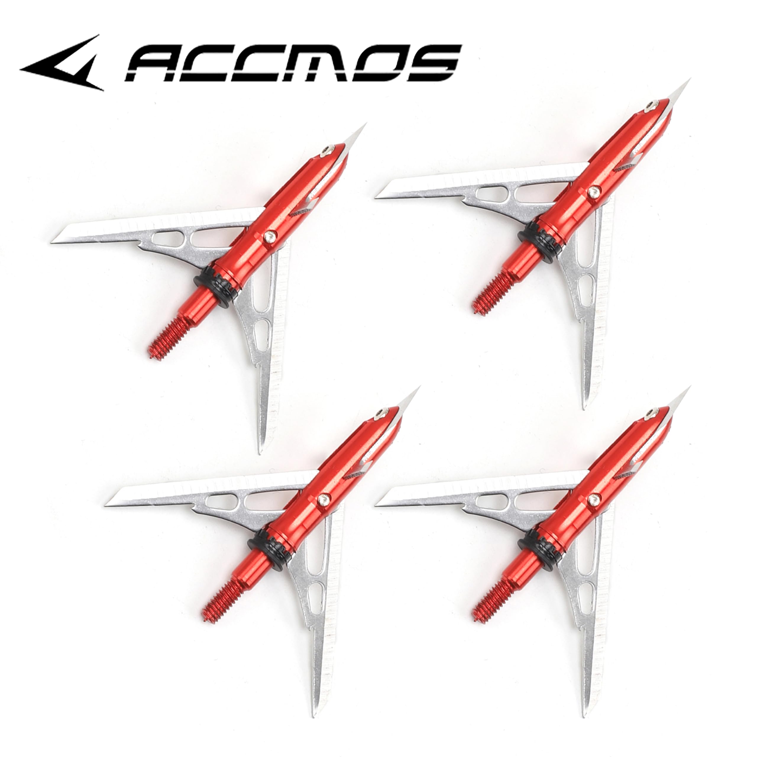ACCMOS 6/12 Pezzi Freccia Broadhead Punte di Freccia da Caccia 100 Grani per Arco Compound Arco Ricurvo Tiro a Segno Caccia Accessori per Frecce (12 PCS)