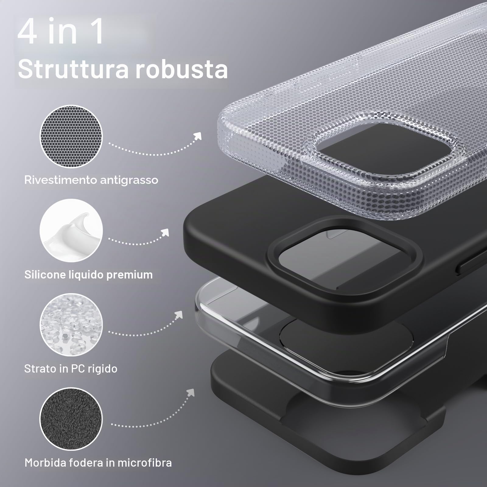 JETech Cover in Silicone per iPhone 13 6,1 Pollici, Custodia Protettiva per Tutto il Corpo Morbida al Tatto, Copertura Antiurto con Fodera in Microfibra (Nero)