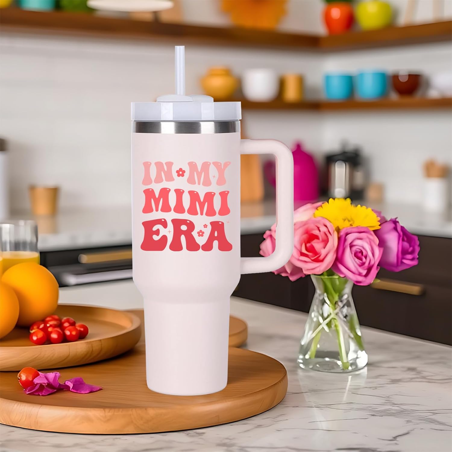 momocici Mimi Gifts Ideas for Grandma.40 oz In My Mimi Era Tumbler with Handle.Mimi Gift Cup Tumblers.40 oz Birthday Christmas Mothers Day Cups Tumbler Gifts for mi mi. - Image 4