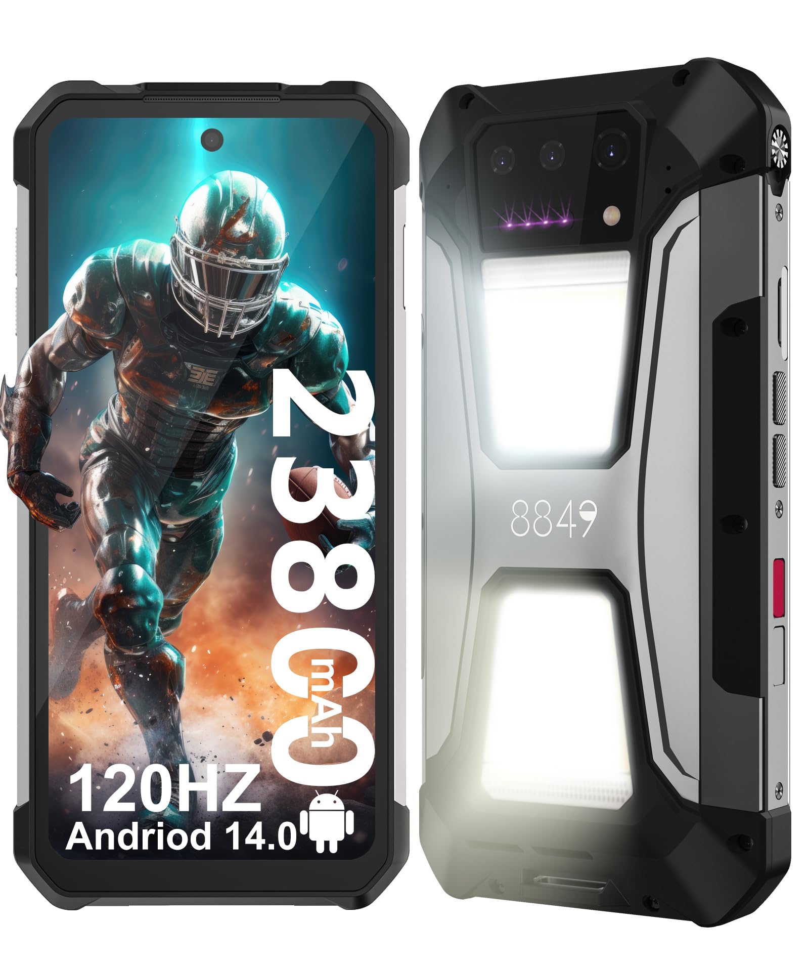 8849 Tank 2 Pro Projector Phone, 23800mAh Android 14 Outdoor Rugged Smartphone, 16GB RAM+256GB ROM, 6.79" Waterproof Dual 4G Unlocked Mobile Phones, 1TB Expand/OTG/NFC(Support T-Mobile&Verizon Only)