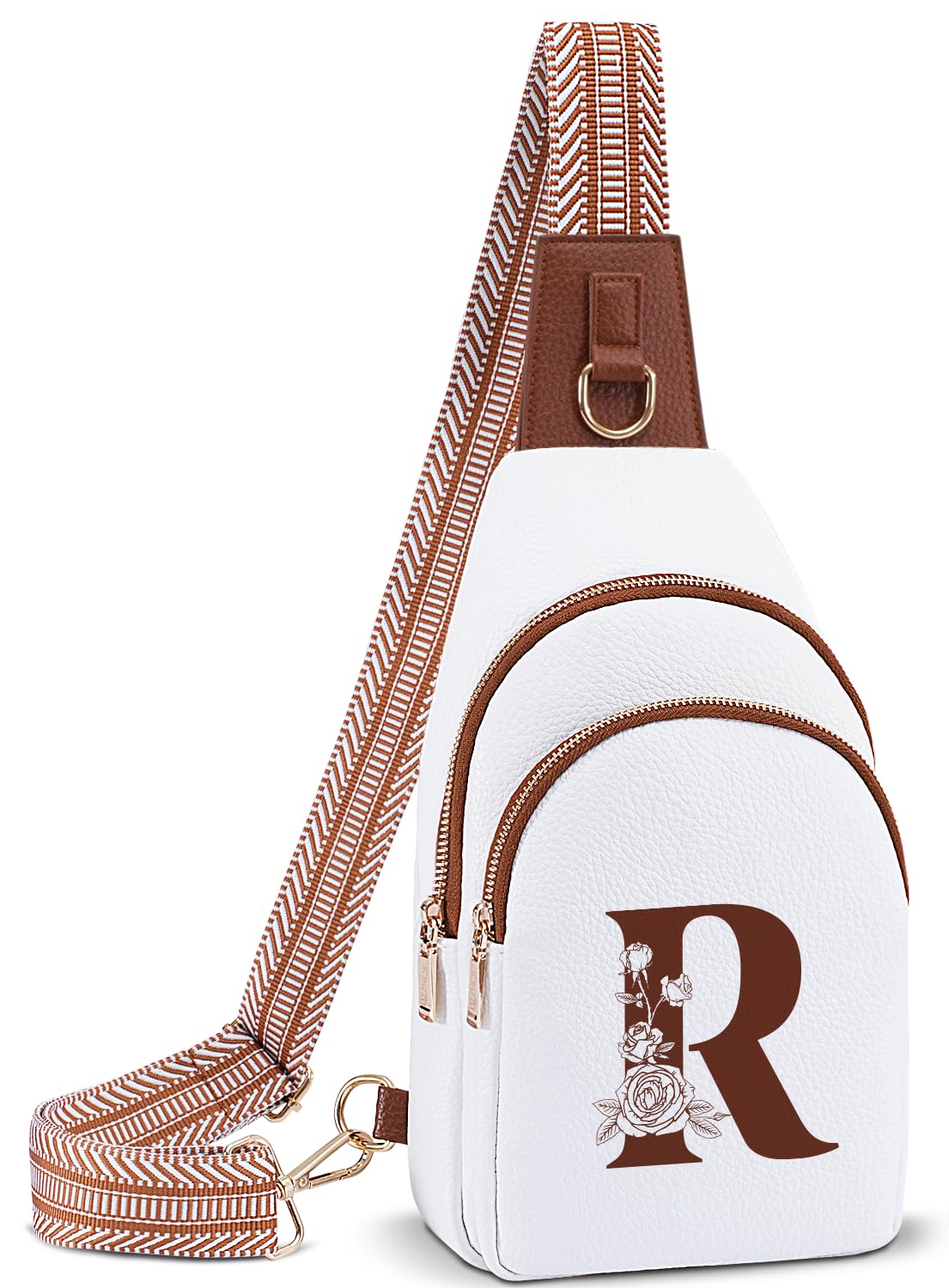 Lizznoe Crossbody Bag for Women Leather Sling Bags with Initial Letter Fanny Pack Chest Bag for Travel, Gift for Mom Wife