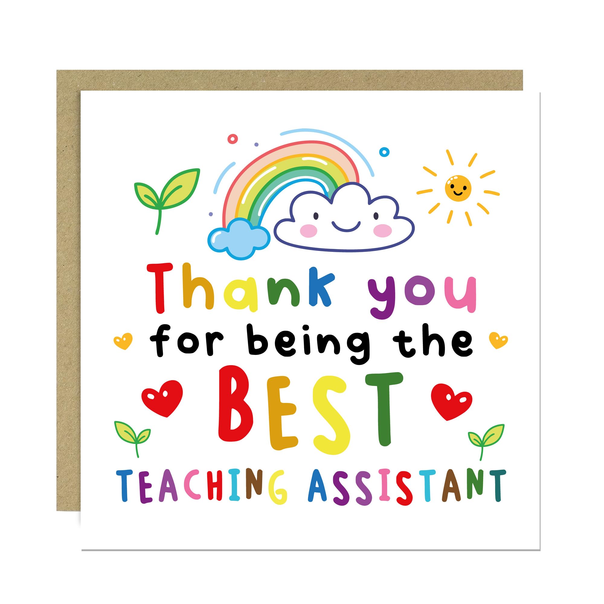 RED OCEAN Teacher Card For Best Teaching Assistant Thank You Cards for Teacher Card Thanks With Envelope Included Leaving School Nursery From Student Child