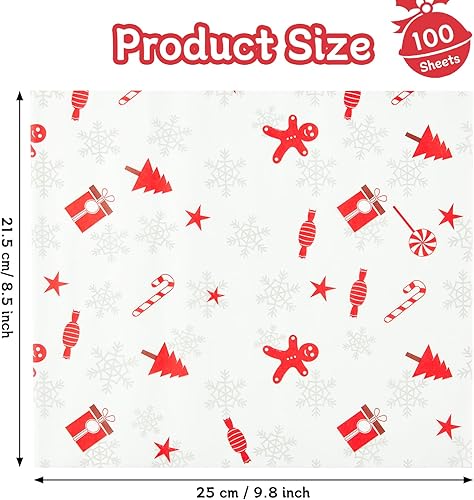 Miniatura 2 de Zezzxu 100 hojas de papel encerado de Navidad, papel de regalo de comida resistente a la grasa para sándwich, dulces, galletas, 8.5 x 9.8 pulgadas