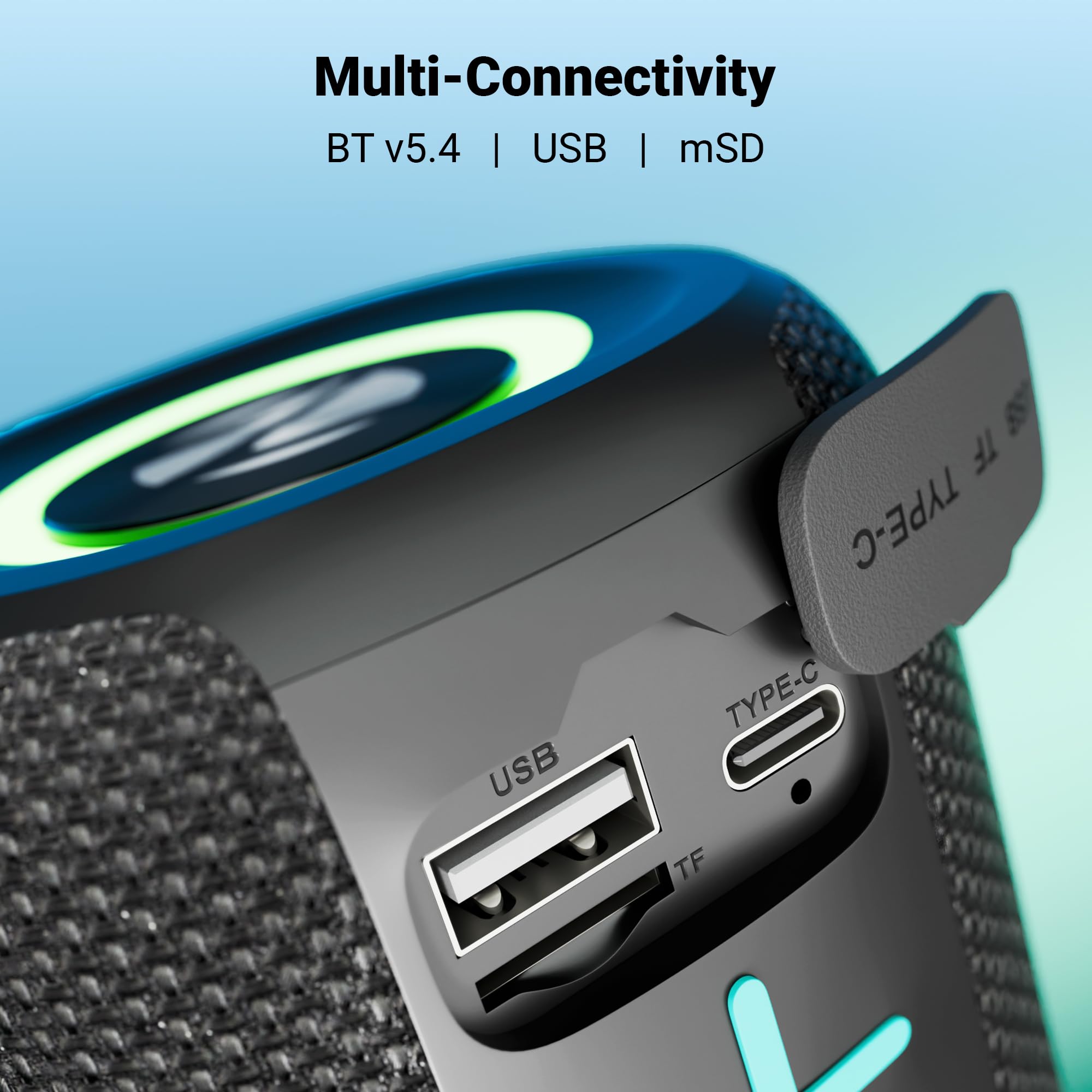 Zebronics 2026 Launch Portable Bluetooth Speaker, 5W RMS, Up to 10Hrs Playback, Passive Radiator, TWS, BT v5.4, USB & mSD, 9 RGB Modes, Splash Proof, Type-C Charging (Sonic POD 15) 4