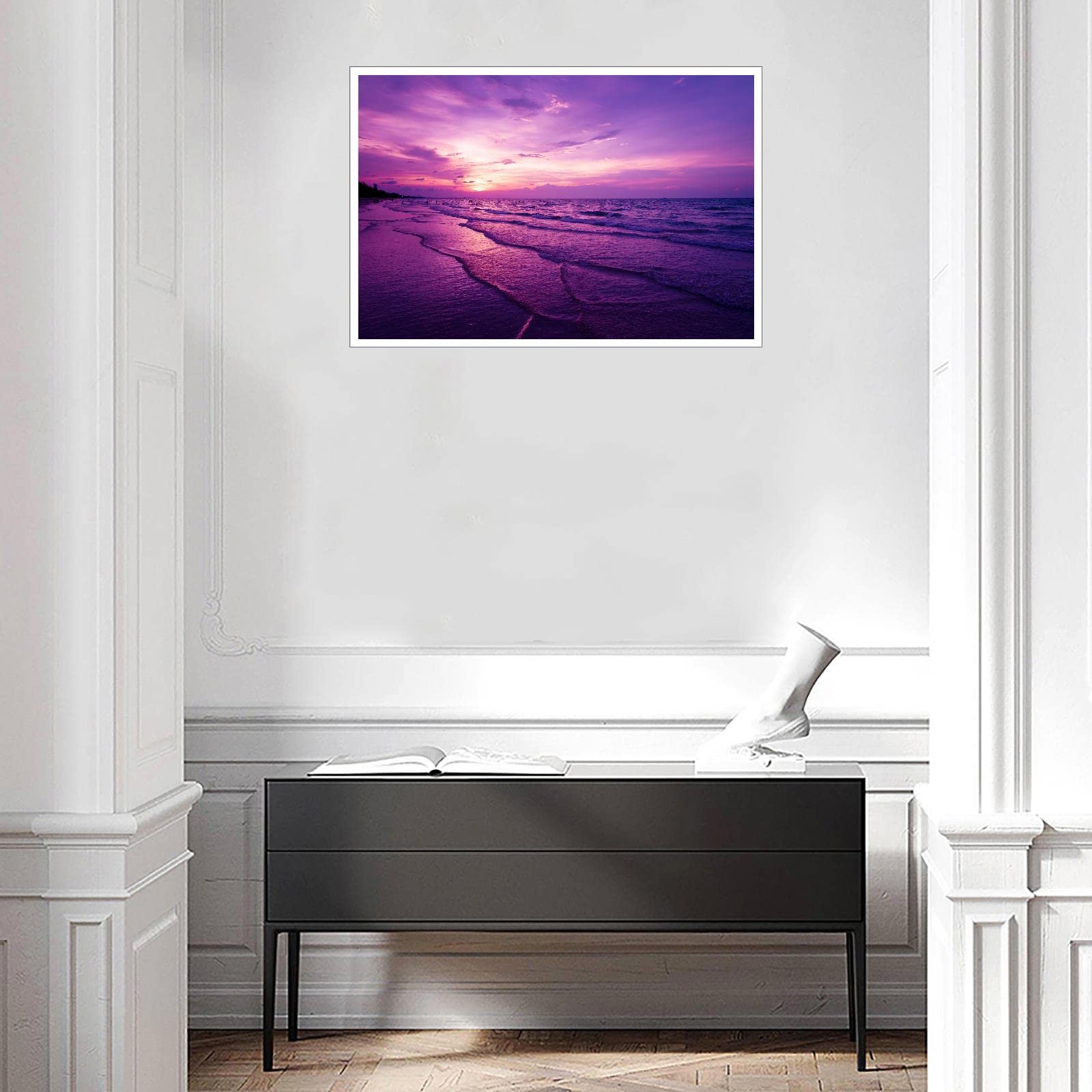 Amazon.com: Summer Beach With Blue Water And Purple Sky At Sunset