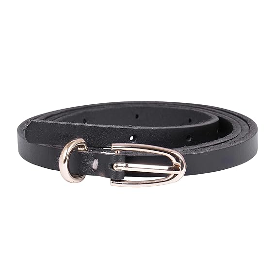 TRYSCO Stylish Fashionable Girls/Women THIN Genuine Leather Waist Belt for Jeans/Shorts/Trouser/Dresses 9MM & 13MM WIDTH(4 Different Design Buckles)