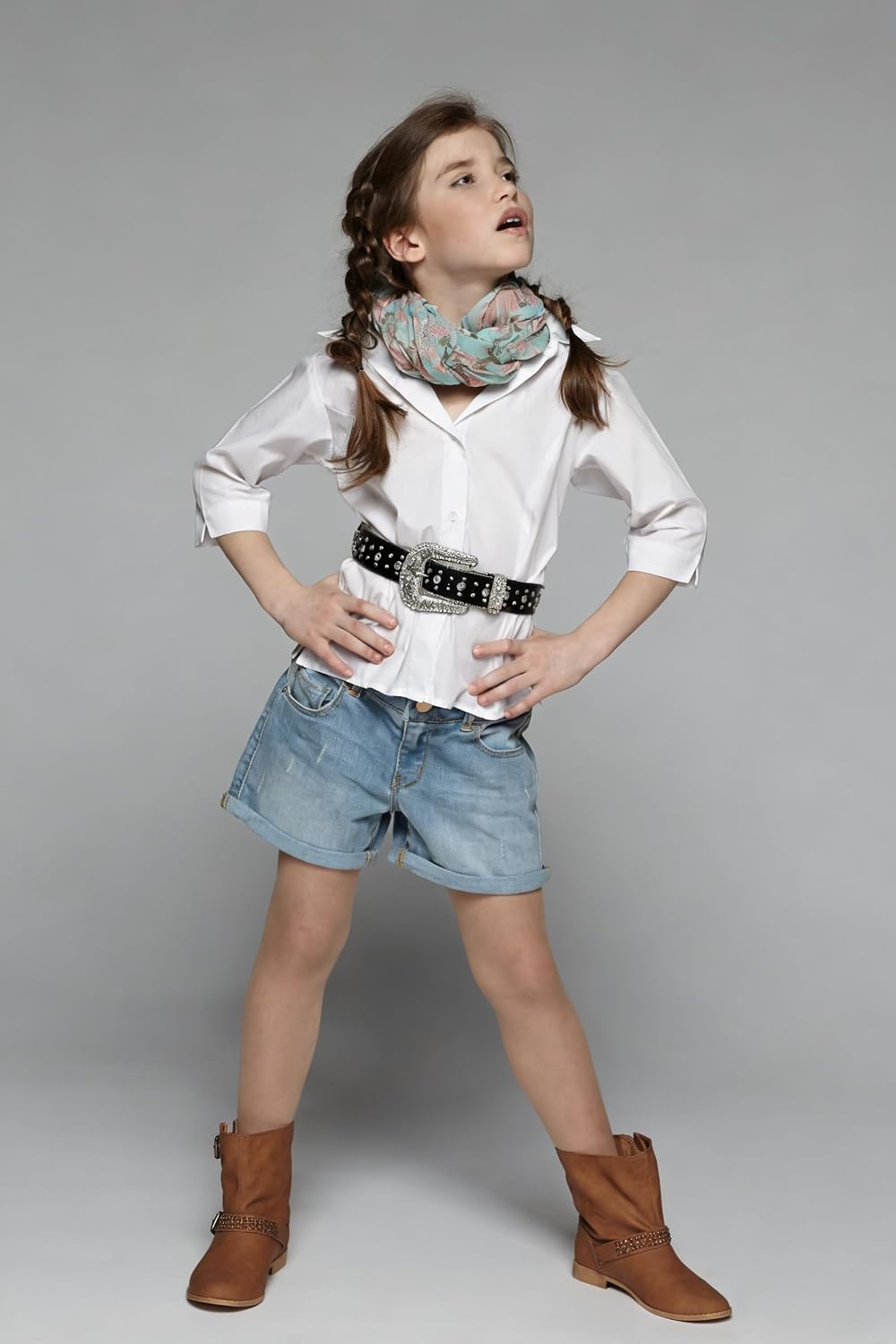 Jastore Kids Rhinestone Western Belt Girl Boys Cowboy Cowgirl Belts with Bling Diamond Studded Leather Belt for Jeans