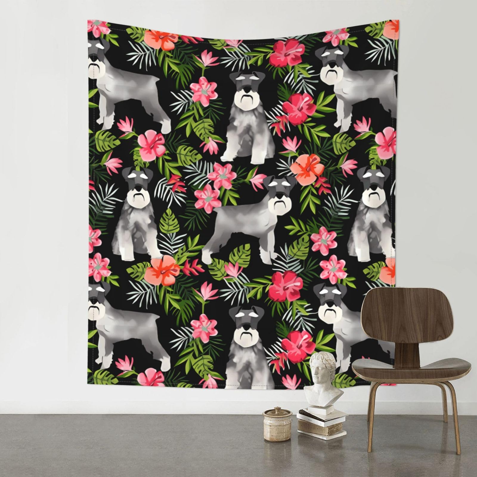 HJFCZH Schnauzer Prints 60x51in Wall Tapestry Bohemian Throw - Dorm Decor, Beach Blanket, Sofa Cover & Unique Gift