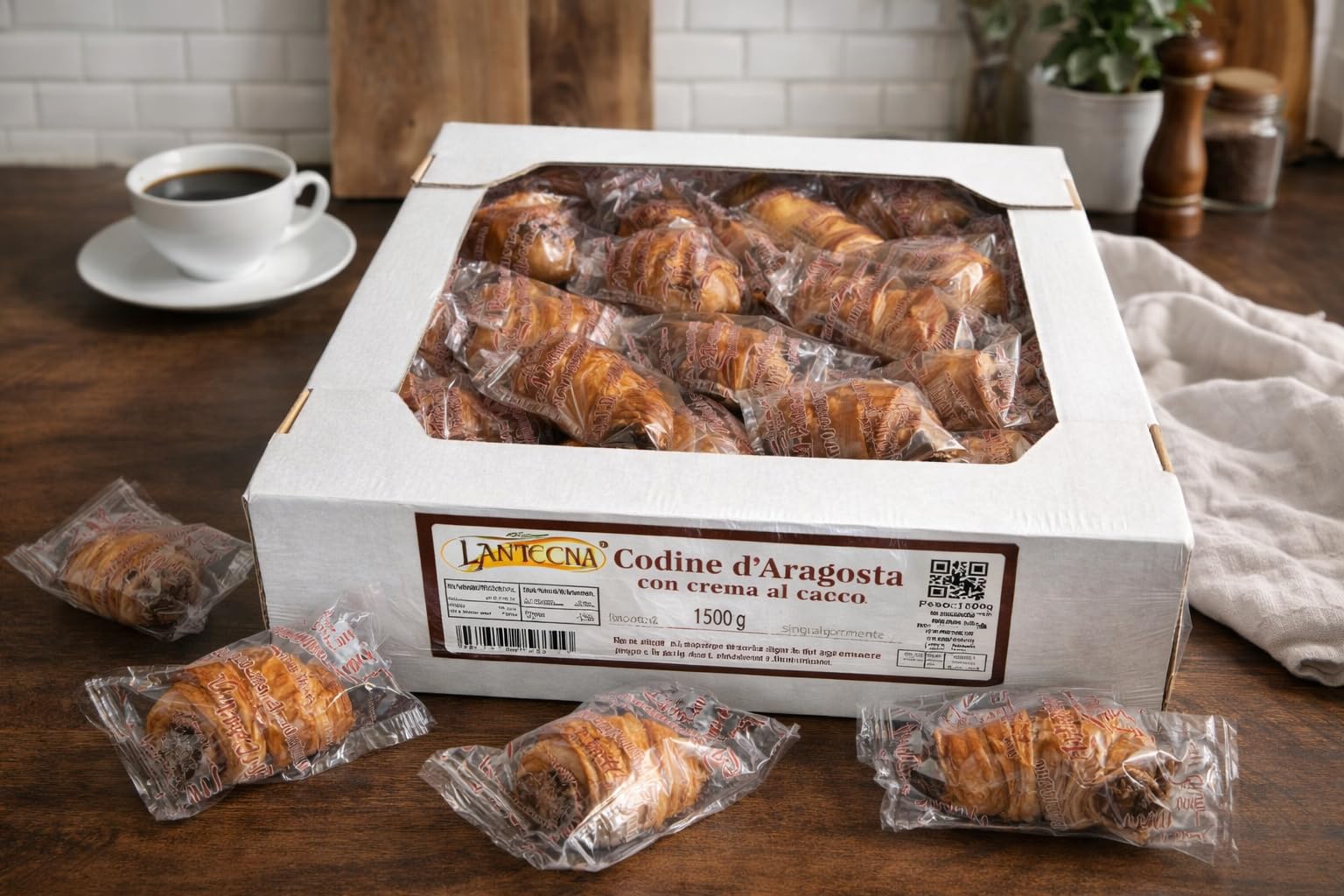 Pasticcini Codine d’Aragosta con Crema al Cacao Monoporzione 1500g Incartati Singolarmente Dolci da Forno Snack Ideali per Colazione Catering Eventi