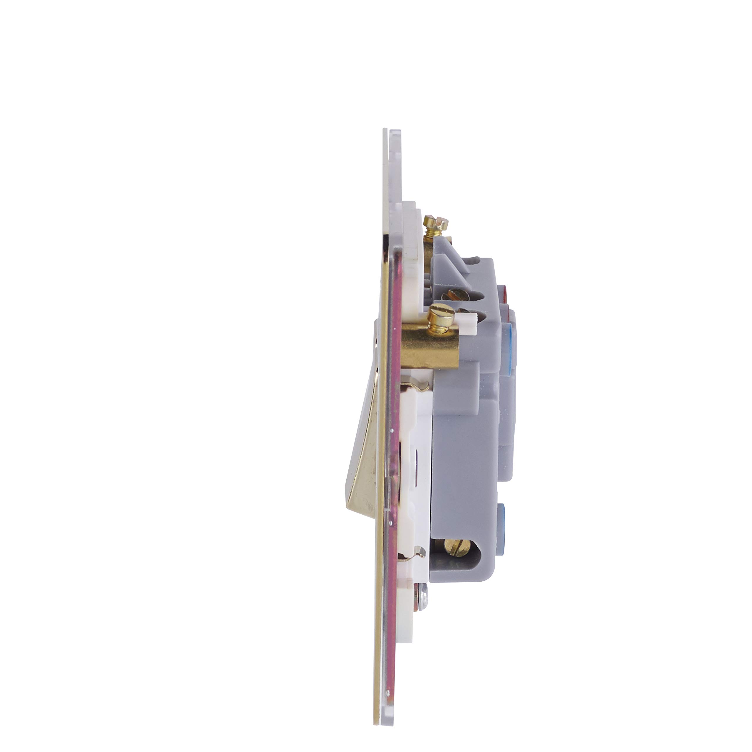 Schneider Electric Ultimate Screwless Flat Plate - Switched Fused Connection Unit, 13A, GU5410WPB, Polished Brass with White Insert - Image 3