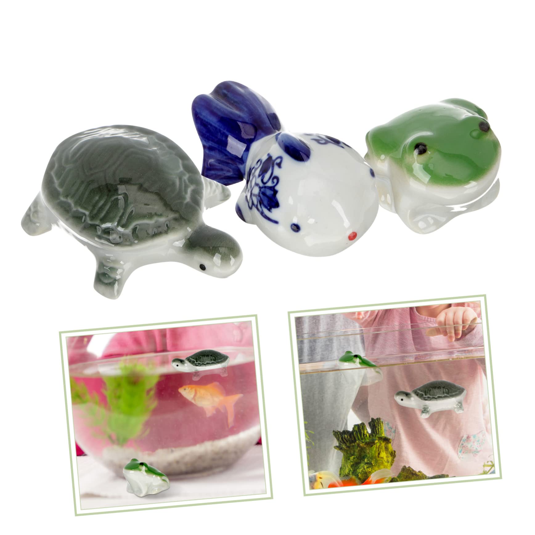 BESPORTBLE 12stücke Teiliges Schwimmende Tierfiguren Keramische Dekoration Für Aquarien Tierornamente Für Fischbehälter Schildkröte Frosch Und Fisch