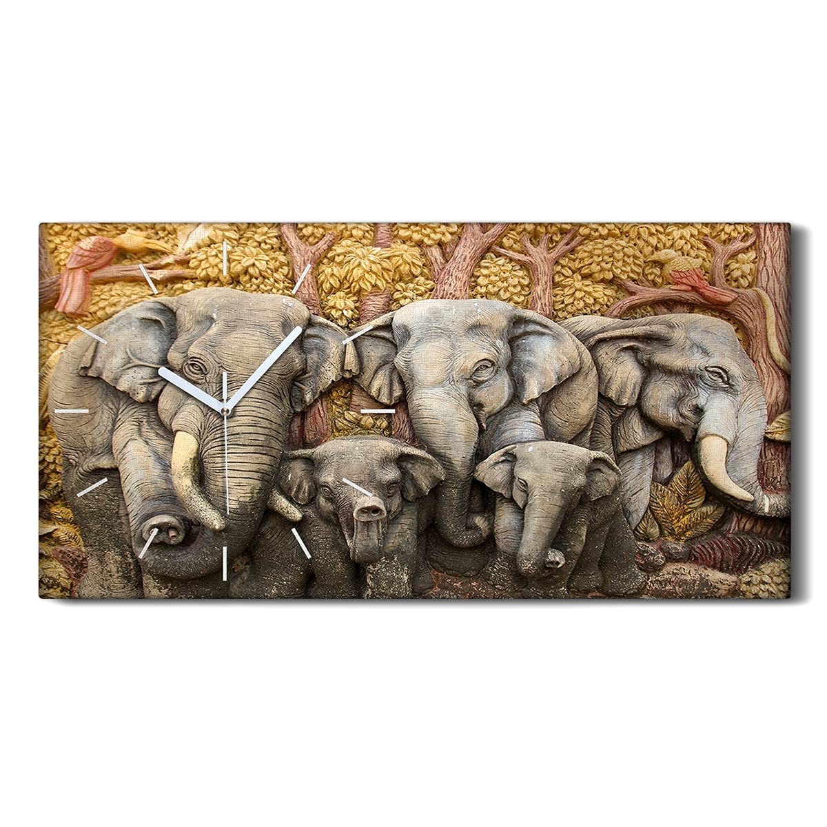 Horloge sur Toile Décoration Salon et Chambre Motif Éléphant