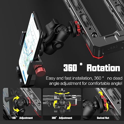 Miniatura 4 de EASEORD Soporte para teléfono compatible con Jeep Wrangler JL JLU y Gladiator JT 2018-2023, soporte para tablero multidispositivo para teléfono,