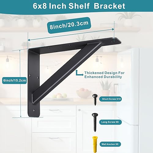 Miniatura 9 de Soporte de estante resistente, soportes de soporte de encimera, soportes de estante de 10 pulgadas, soportes de acero para repisas, soportes de