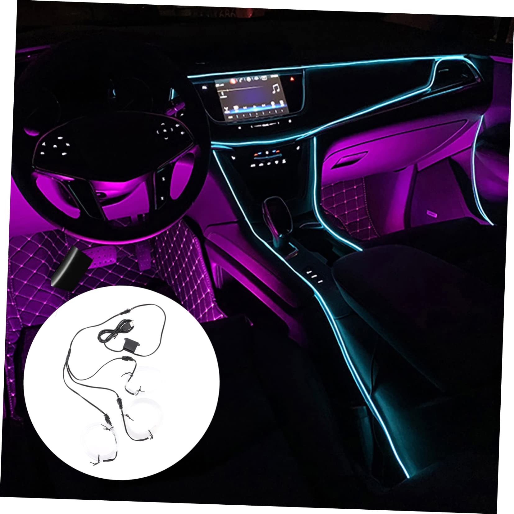 OUNONA 3piezas Luces Led Ambientales para Interior del Coche Iluminación Decorativa USB Instalación Sin Daños Eficiencia Energética Accesorio Automotriz Práctico y Duradero