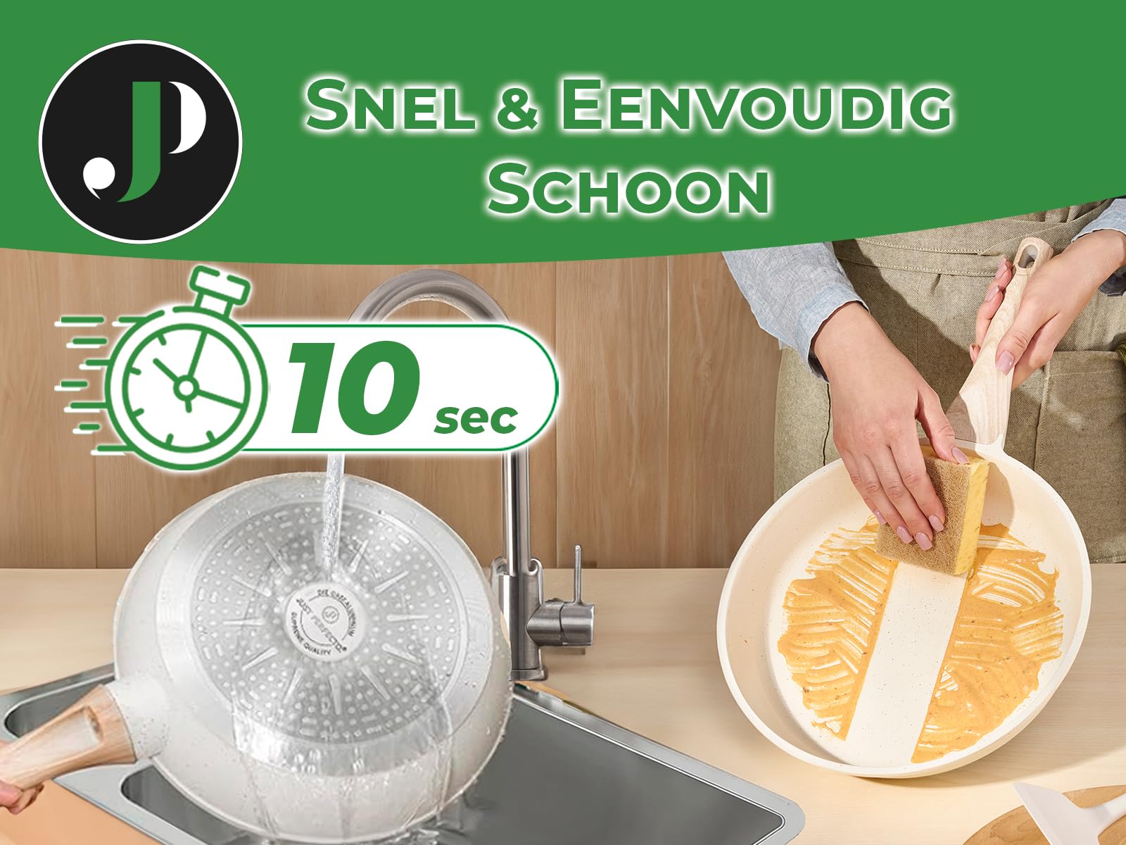 JUST PERFECTO Batterie de cuisine induction Set de casseroles avec couvercle - Casserole tout feux - poele anti adhesive - poele sans PFOA et sans PTFE - lot avec des poêles (13 pcs Biege)