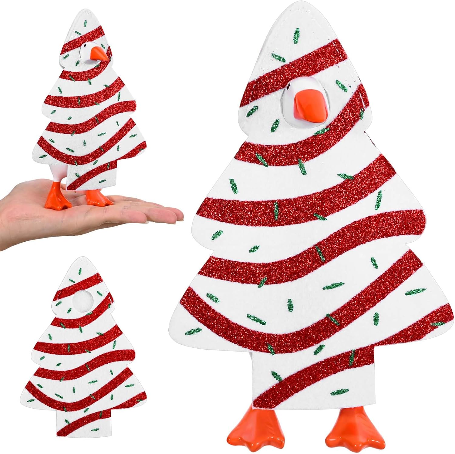 JcHrmers Christmas Mini Desk Goose Outfit 7 Inch Silly Goose Statue Costume Christmas Tree Cake Table Key Holder Decor Xmas Cake Outfit for Magnetic Goose Statue
