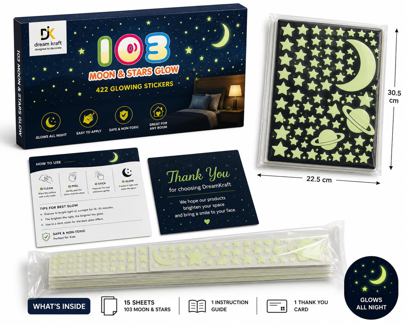 Glow Wall Stickers - Starry Night Design -6