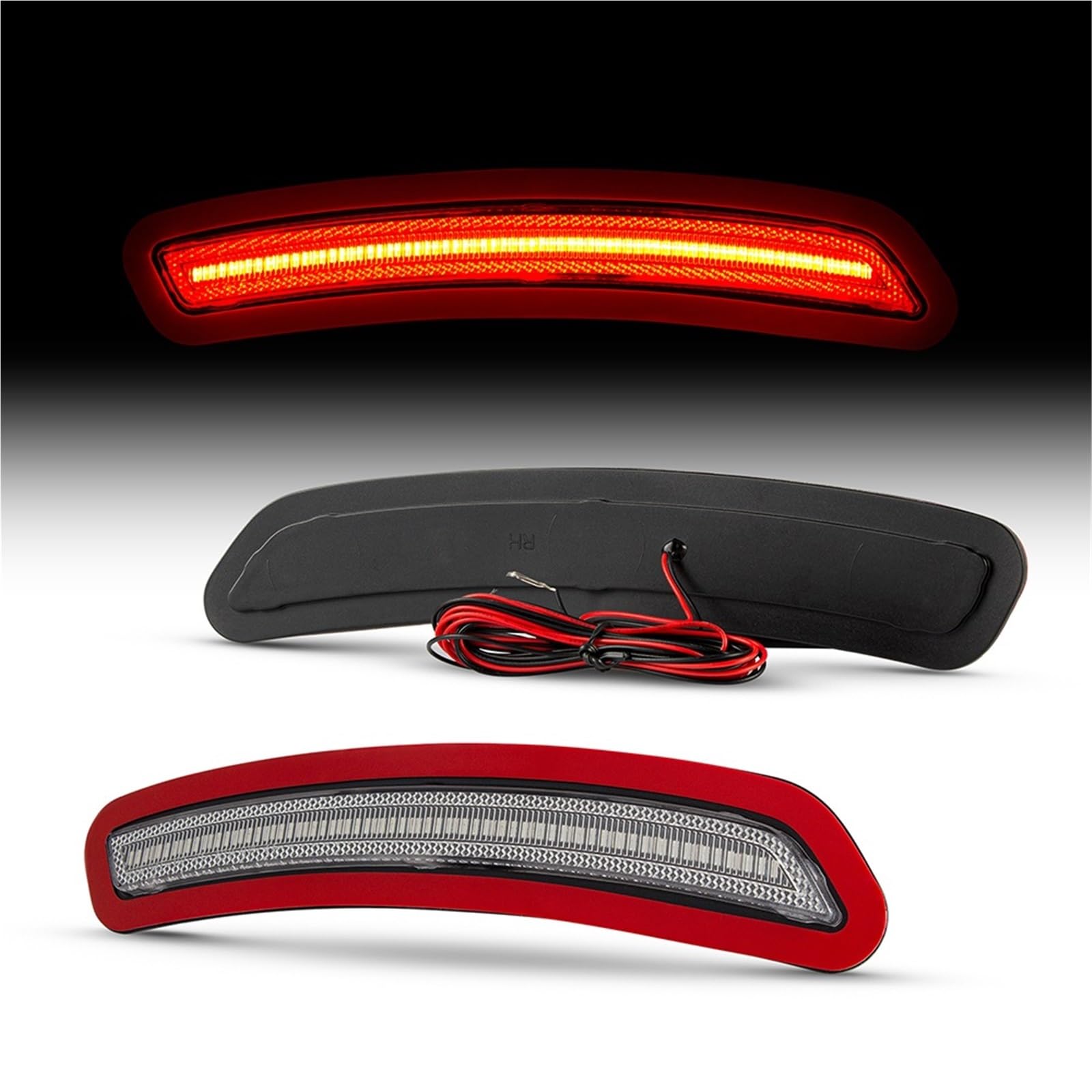 2PCS 72 Leds Red Side Marker Lamp Compatible For Toyota Supra 2020-2021 Rear Bumper Reflector Light Led Fend Flare Bulb(Clear lens)
